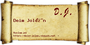Deim Jolán névjegykártya